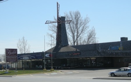 Bradford, Ontario's windmill hosts the Classic Car Restorers Guild, on Yonge Street, Highway 11