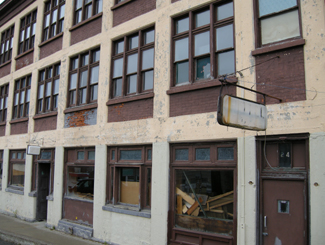 Abandoned storefront in Cobalt, a reminder of its heydey