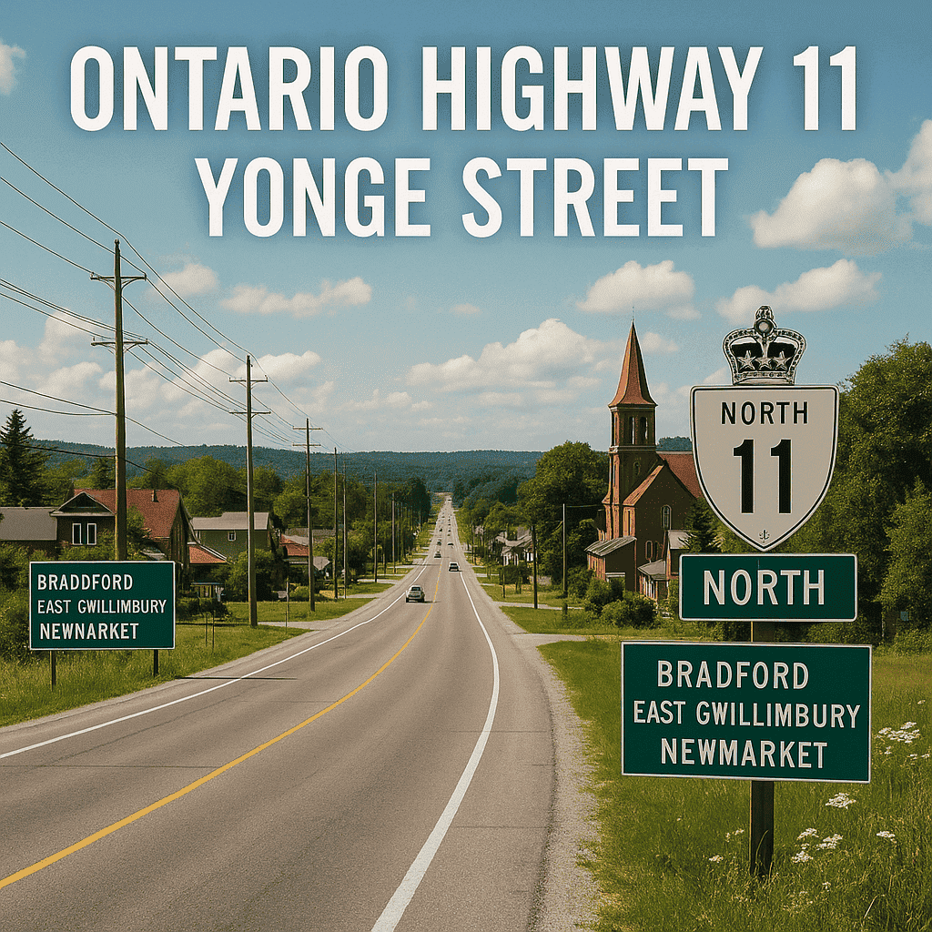 Ontario Highway 11: towns and hamlets on Yonge Street